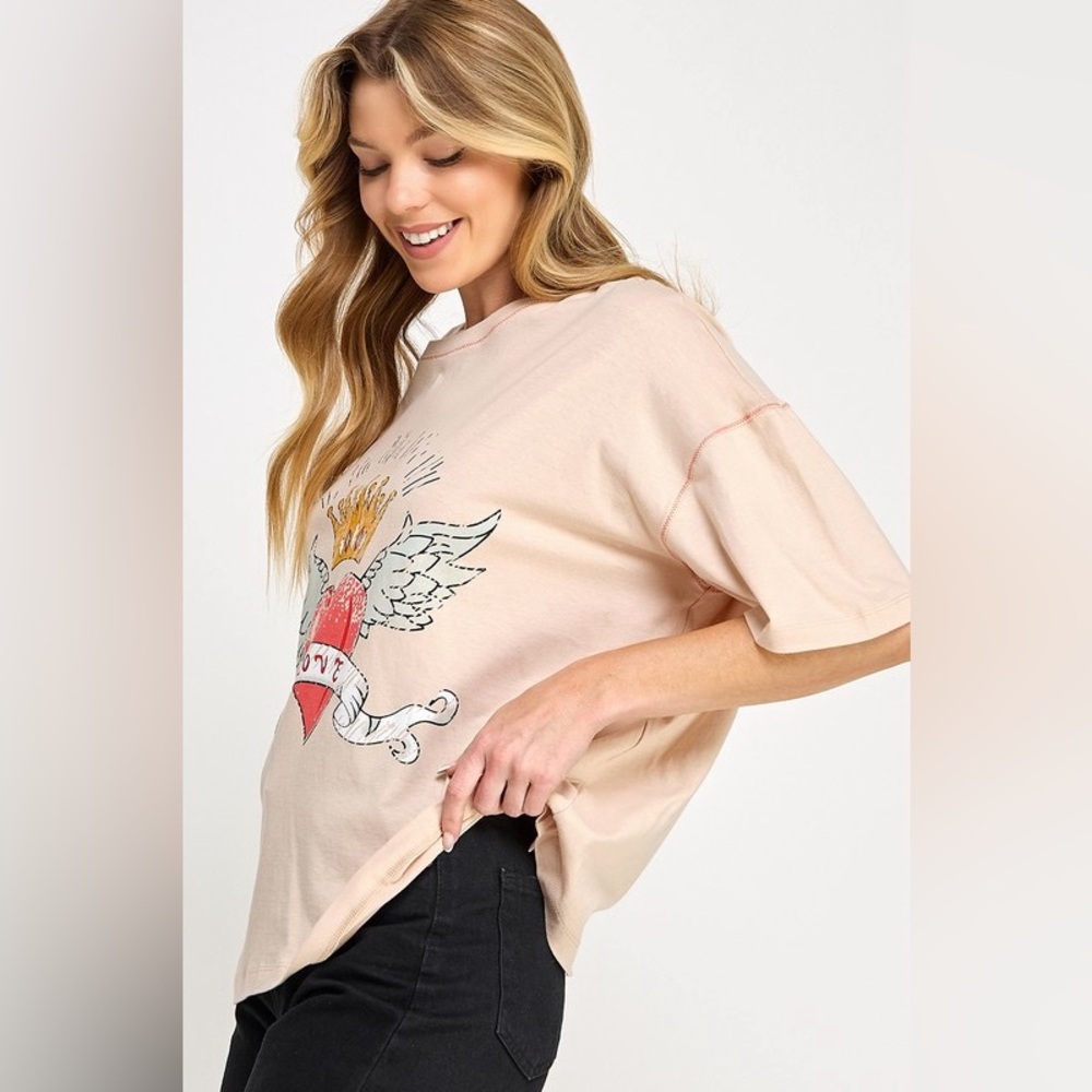Women's Cream Graphic Tee - Picture 5 of 7